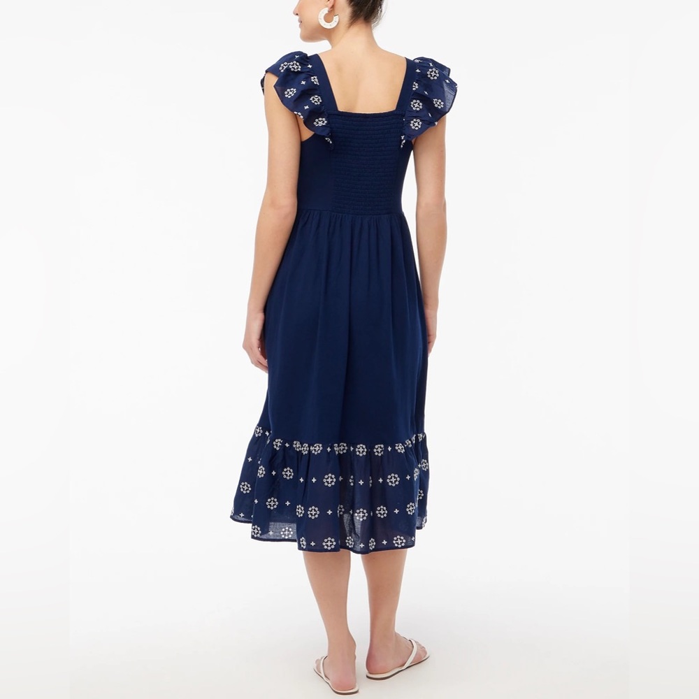 (Large) NWT J. Crew Eyelet Knit Midi Dress in Antique Navy Blue - Picture 3 of 4